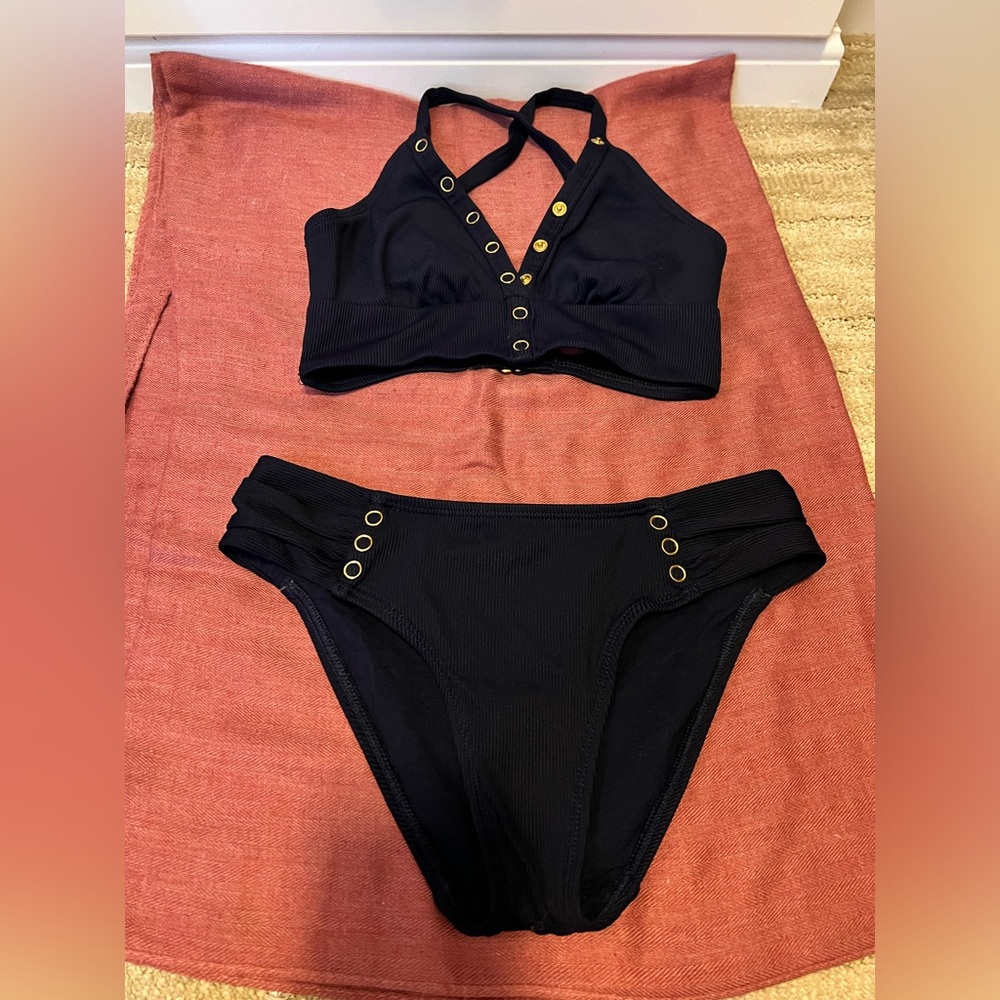 Robin Piccone Navy Bikini with Gold Details